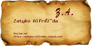 Zatyko Alfréda névjegykártya